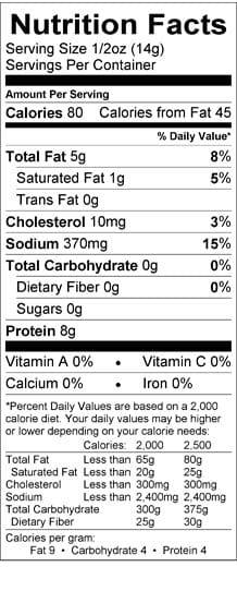 Nutritioinal Information